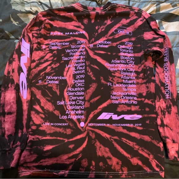 Hollywood's Bleeding Post Malone Tour Long Sleeve Shirt - Picture 3 of 6